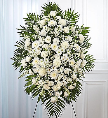 Deepest Sympathies White Standing Spray