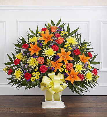 Heartfelt Tribute Floor Basket- Bright