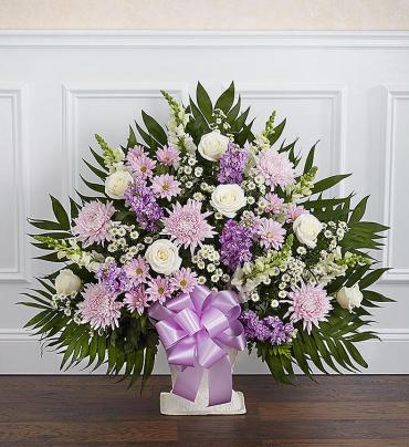Heartfelt Tribute? Floor Basket- Lavender & White
