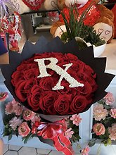 Custom Initial Red Rose Bouquet