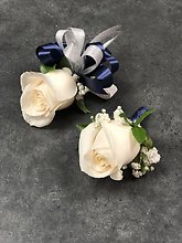 Ivory Rose Boutonnière Set