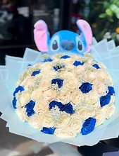Blue Roses & White W/stitch