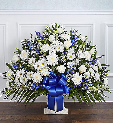 Heartfelt Tribute Floor Basket- Blue & White