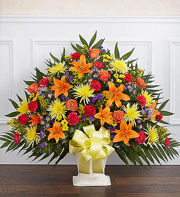 Heartfelt Tribute Floor Basket- Bright