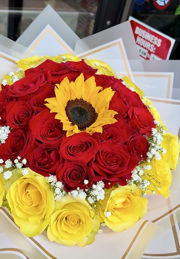Red Roses, Yellow Roses 1 Sun Flowers