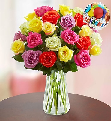 Congratulations Assorted Roses, 24 Stems