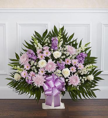 Heartfelt Tribute? Floor Basket- Lavender & White