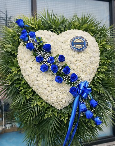 Heart Floral Arrangement with Blue Roses