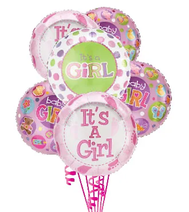 6 Baby Girl Mylars Balloons