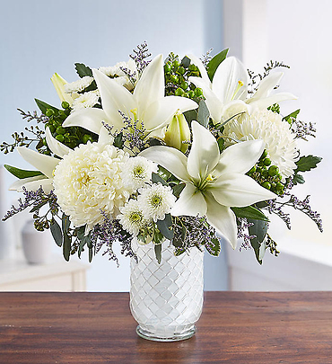 Pure Elegance Bouquet in White Mosaic Vase