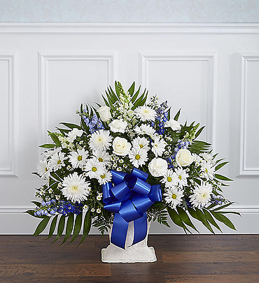 Heartfelt Tribute Floor Basket- Blue & White