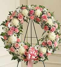 Serene Blessings Pink & White Standing Wreath