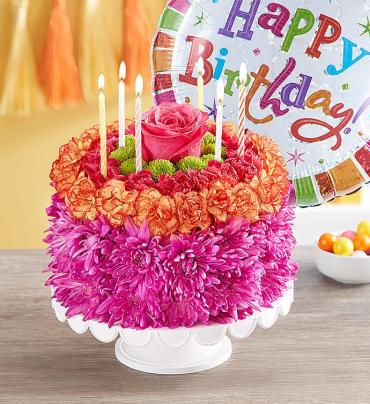 Birthday Wishes Flower Cake Vibrant