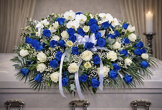 Royal Blue Serenity Casket Spray