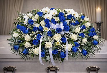 Royal Blue Serenity Casket Spray