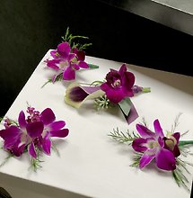 Purple Orchid Boutonnière Collection