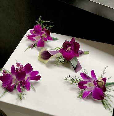 Purple Orchid Boutonnière Collection