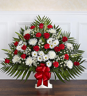Heartfelt Tribute? Floor Basket- Red & White