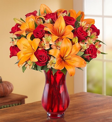 Elegant Autumn Rose & Lily Bouquet
