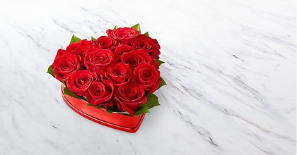A Lovely Red Rose Heart  Box