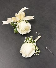 Ivory Rose Corsage & Boutonniere Set