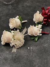 Ivory Rose Boutonnière Set