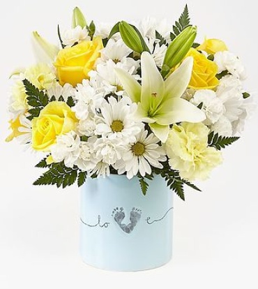 Tiny Miracle New Baby Boy Bouquet - VASE INCLUDED
