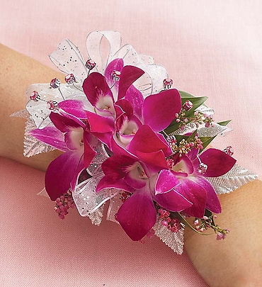 Purple Dendrobium Orchid Wristlet