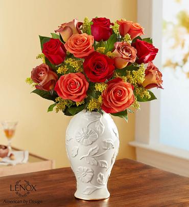 Autumn Sunset Bouquet in Lenox Vase